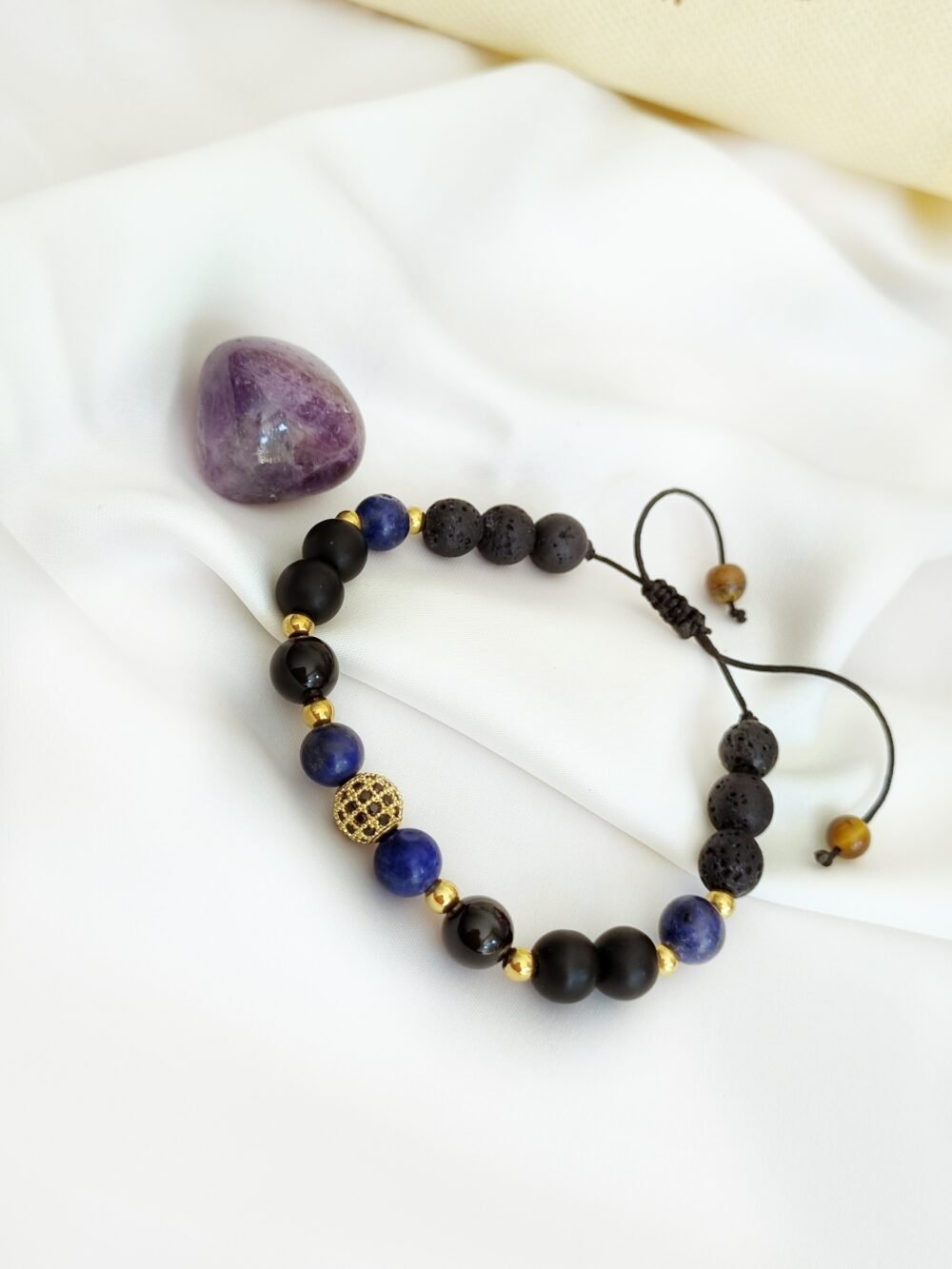 Brazalete piedras Lapislazuli y Cuarzo Amatista (protección y calma)