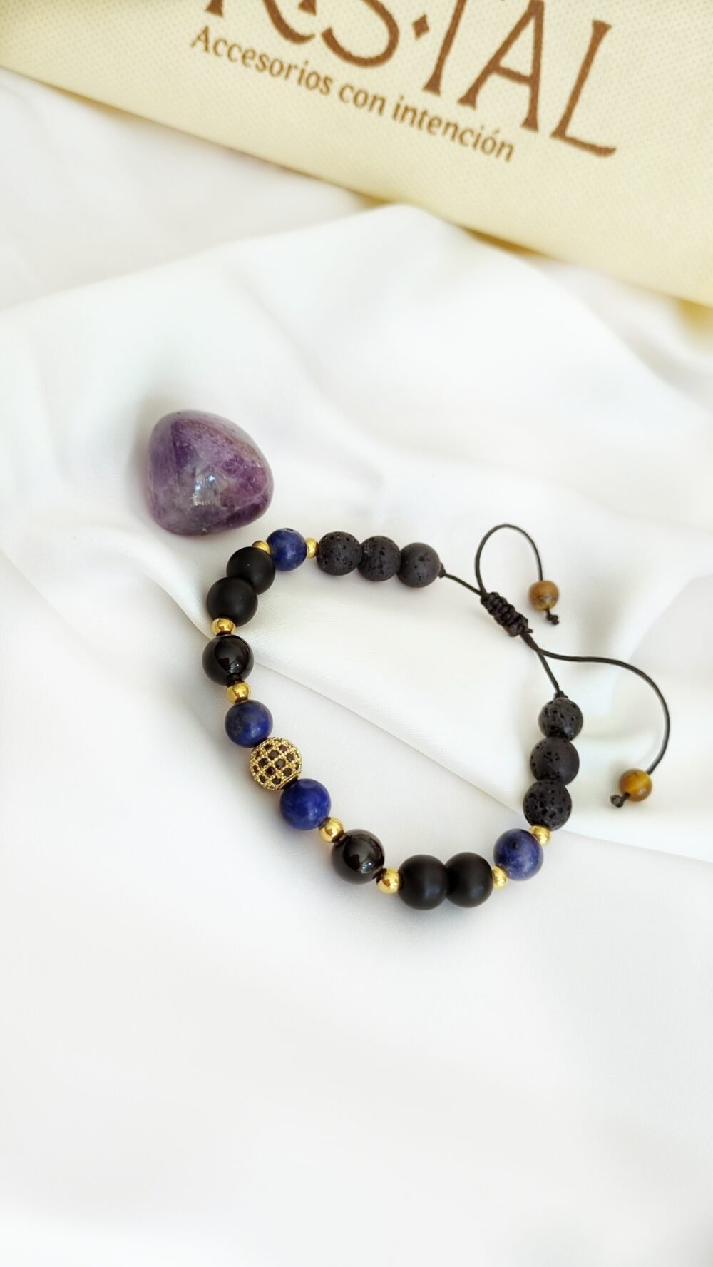 Brazalete piedras Lapislazuli y Cuarzo Amatista (protección y calma)